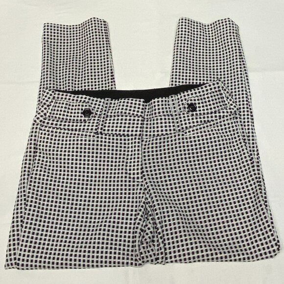 Candie's Marilyn Wide Waistband Stretch Check Skinny Ankle Pants Black & White 7 - Picture 7 of 13